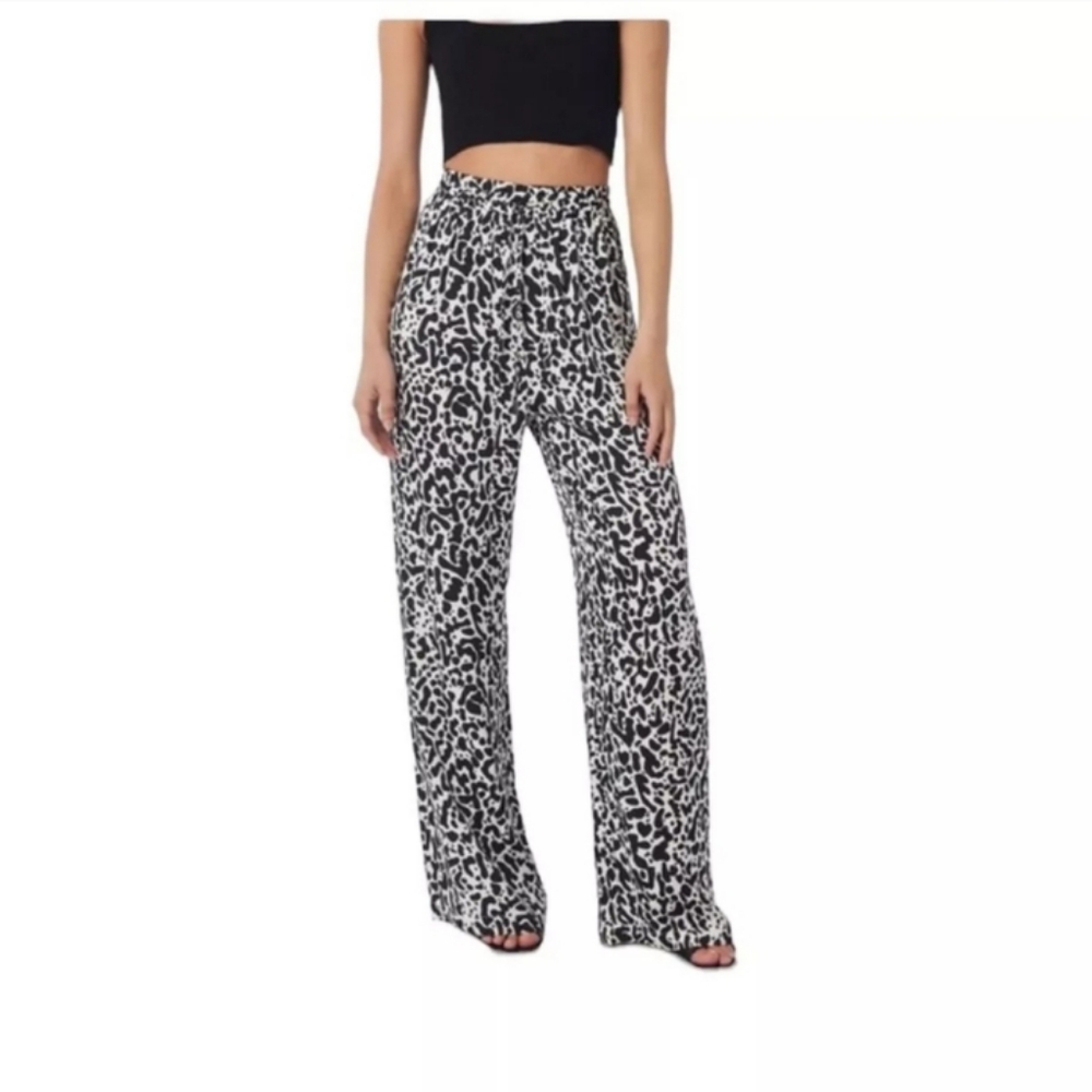 NWT LITA by Ciara REVOLVE Fluid Satin Viscose Wide Leg High Waist Cheetah Pant